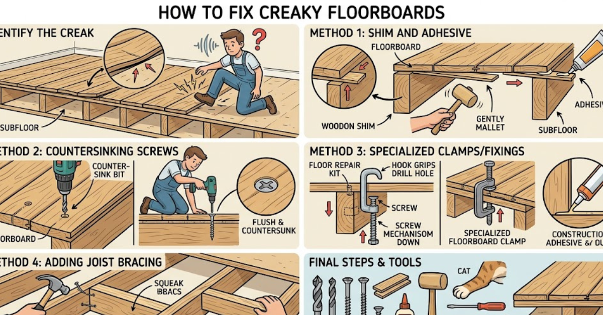 How to Fix Creaky Floorboards (Easy DIY Guide)